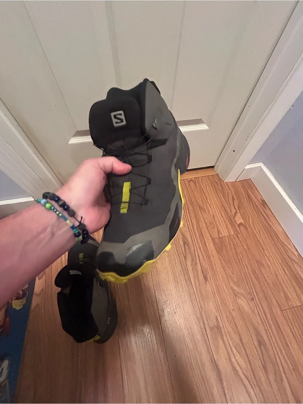 SALOMON Cross Hike Mid GTX Hiking Boots/Shoes Magnet/Lime Punch Black Men’s 13